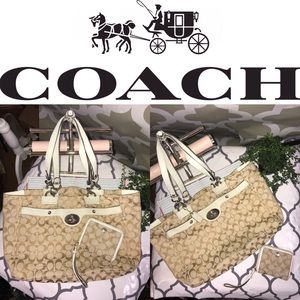 Coach Large Matching Signature Tote + Wallet Set